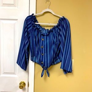 Blue off the shoulder shirt